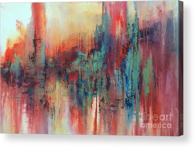 Abstract Painting Acrylic Print featuring the painting Sunlit #1 by Valerie Travers