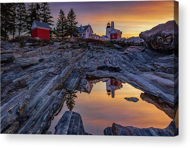 Pemaquid Point Lighthouse Acrylic Print featuring the photograph Sunrise at Pemaquid Point II by Kristen Wilkinson