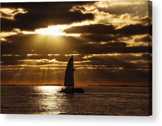 Sunset Acrylic Print featuring the photograph Sunset Sail 2 #1 by Bob Slitzan