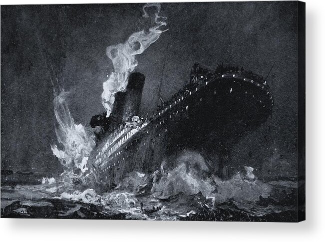 English Acrylic Print featuring the drawing The 46,328 Tons Rms Titanic Of The #1 by Vintage Design Pics