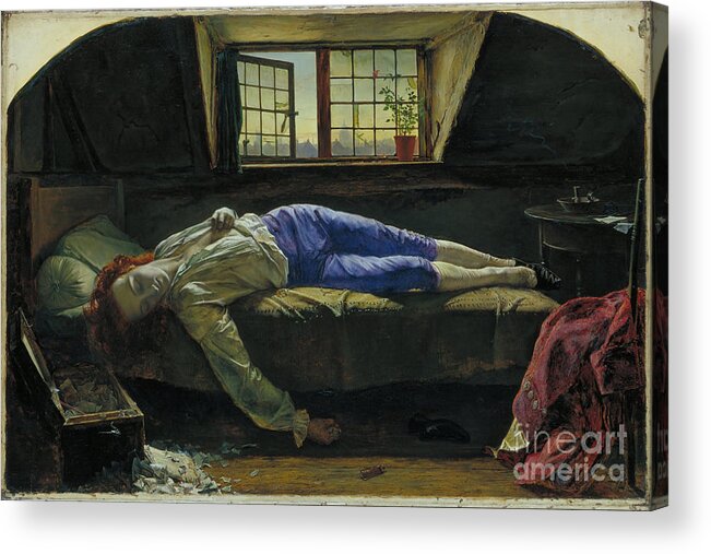 The Death Of Chatterton By Henry Wallis Acrylic Print featuring the painting The Death of Chatterton #2 by MotionAge Designs