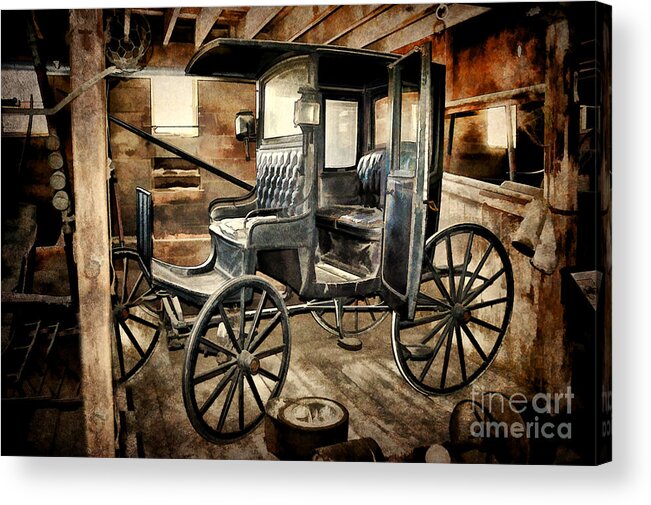 Carriage Acrylic Print featuring the painting Vintage Horse Drawn Carriage by Judy Palkimas