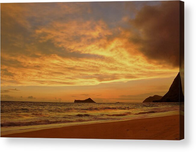 Waimanalo Sunrise Acrylic Print featuring the photograph Waimanalo Sunrise #1 by Richard Cheski
