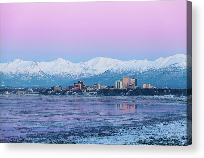 Alaska Acrylic Print featuring the photograph Winter Sunset over Anchorage, Alaska #1 by Scott Slone