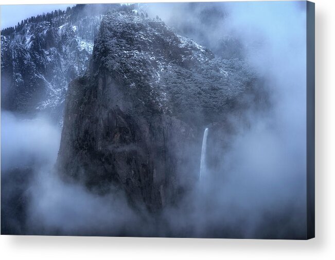 Bridalveil Falls Acrylic Print featuring the photograph Wrapped in Fog #1 by Nicki Frates