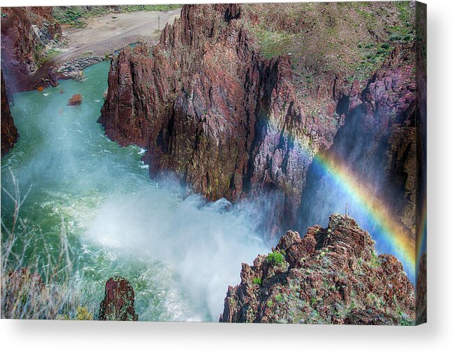 Oregon Acrylic Print featuring the photograph 10883 Rainbow Over Owyhee by Pamela Williams