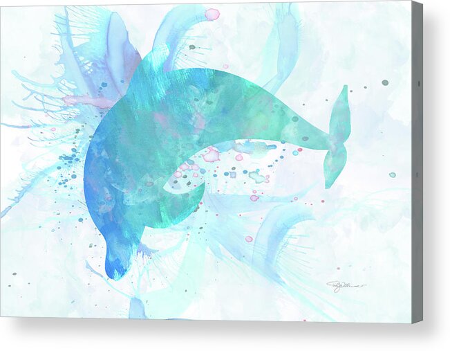 Dolphin Acrylic Print featuring the digital art 10955 Dolphin by Pamela Williams