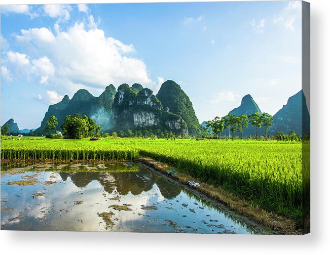 Landscape Acrylic Print featuring the photograph The beautiful karst rural scenery #147 by Carl Ning