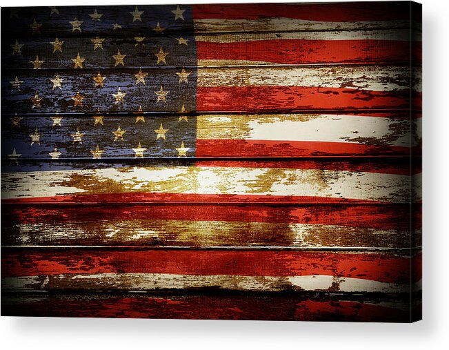 Flag Acrylic Print featuring the photograph American flag No.115 by Les Cunliffe