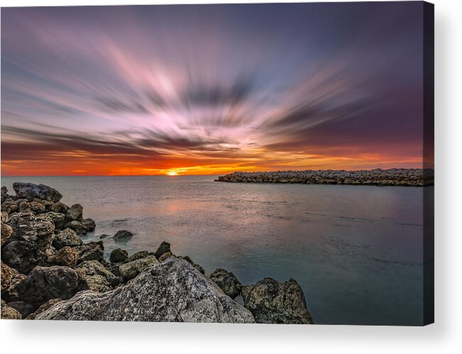 Naples Acrylic Print featuring the photograph Sunst over the Ocean by Peter Lakomy