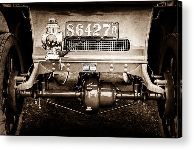 1906 White Model F Roi Des Belges Touring Rear Lamp Acrylic Print featuring the photograph 1906 White Model F Roi des Belges Touring Rear Lamp -0058s by Jill Reger