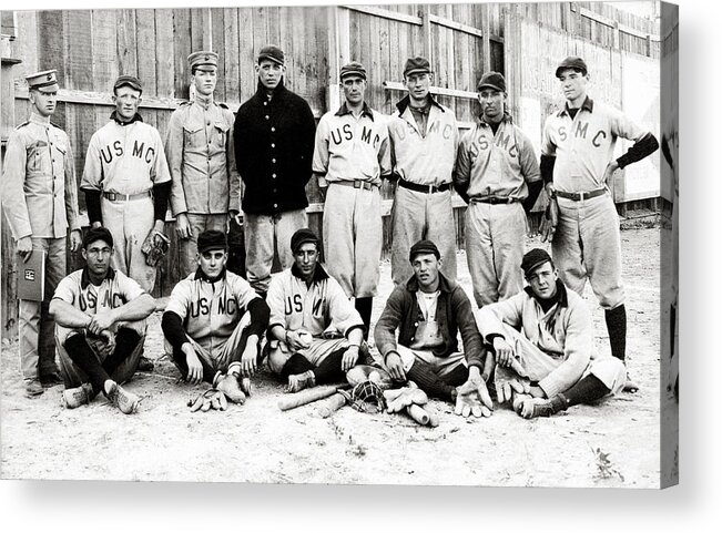 Usmc Acrylic Print featuring the photograph 1910 United States Marine Corps Baseball by Historic Image