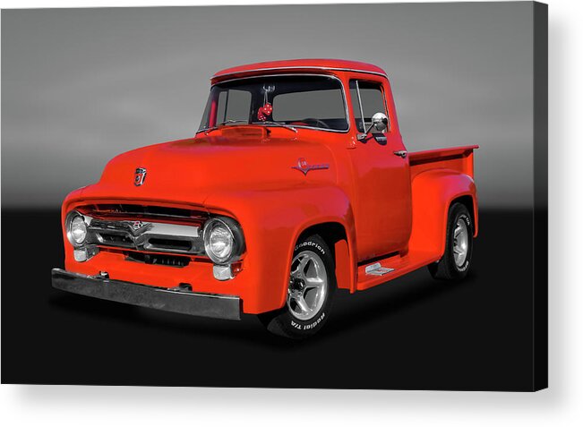 Frank J Benz Acrylic Print featuring the photograph 1956 Ford F100 Custom Cab - 56FORDF100GRY9822 by Frank J Benz