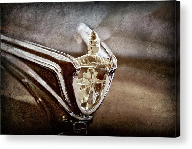 1956 Lincoln Premiere Convertible Hood Ornament Acrylic Print featuring the photograph 1956 Lincoln Premiere Convertible Hood Ornament -2797ac by Jill Reger