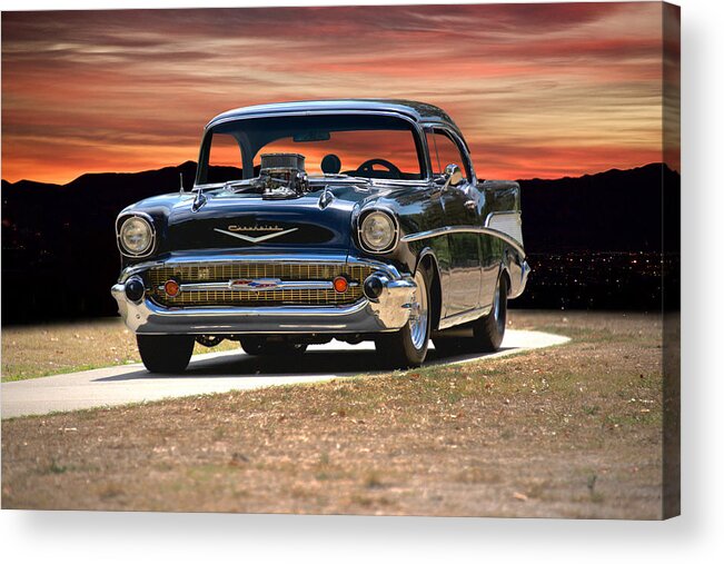 Auto Acrylic Print featuring the photograph 1957 Chevrolet Bel Air 'Serious Business' by Dave Koontz
