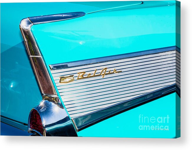 1957 Chevy Bel Air Rear Fin Acrylic Print featuring the photograph 1957 Chevy Bel Air Rear Fin by Aloha Art