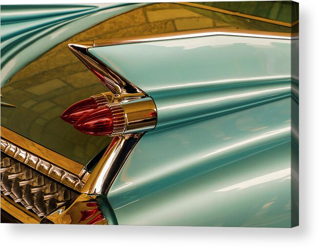 Automobile Acrylic Print featuring the photograph 1959 Cadillac Tail Light and Fin by Todd Bannor