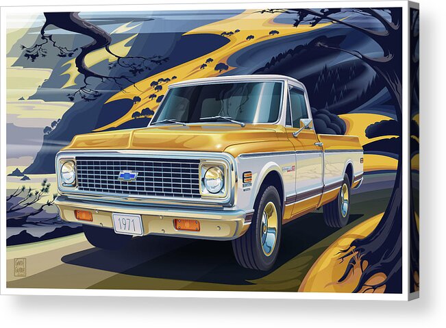 #faatoppicks Acrylic Print featuring the digital art 1971 Chevrolet C10 Cheyenne Fleetside 2WD Pickup by Garth Glazier