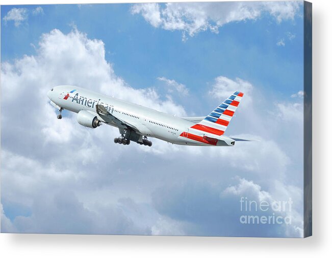 Boeing Acrylic Print featuring the digital art American Airlines Boeing 777 by Airpower Art