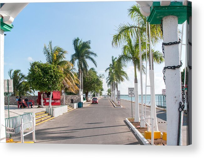 Mexico Quintana Roo Acrylic Print featuring the digital art Chetumal Dock and Boats #2 by Carol Ailles