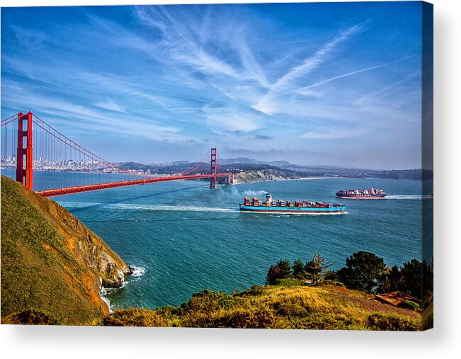 Golden Gate Bridge Acrylic Print featuring the photograph Golden Gate Bridge by Lev Kaytsner