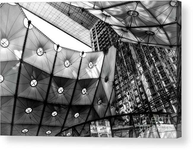 Abstract Acrylic Print featuring the photograph Grande Arche de la Defense in black and white by Patricia Hofmeester