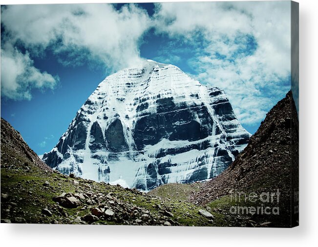 Tibet Acrylic Print featuring the photograph Holy Kailas North slop Himalayas Tibet Yantra.lv #2 by Raimond Klavins