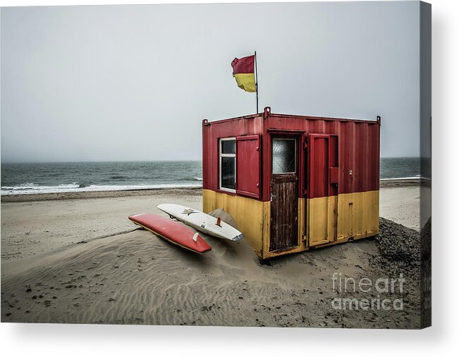 Ireland Acrylic Print featuring the photograph Lifeguard Station at Brittas Bay in Ireland #2 by Andreas Berthold