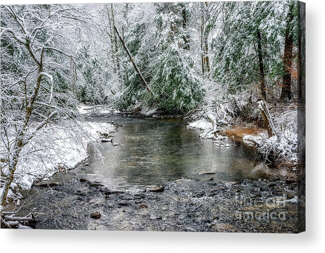 Cranberry River Acrylic Print featuring the photograph March Snow Cranberry River #2 by Thomas R Fletcher