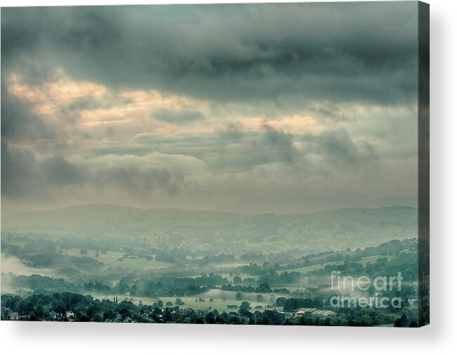 Airedale Acrylic Print featuring the photograph Misty morning in Ilkley #2 by Mariusz Talarek