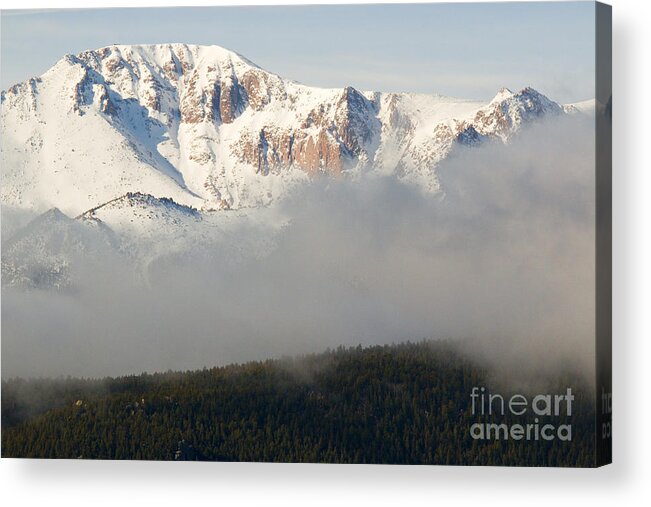 Pikes Peak Acrylic Print featuring the photograph Pikes Peak as Storm Clouds and Fog Roll In #2 by Steven Krull