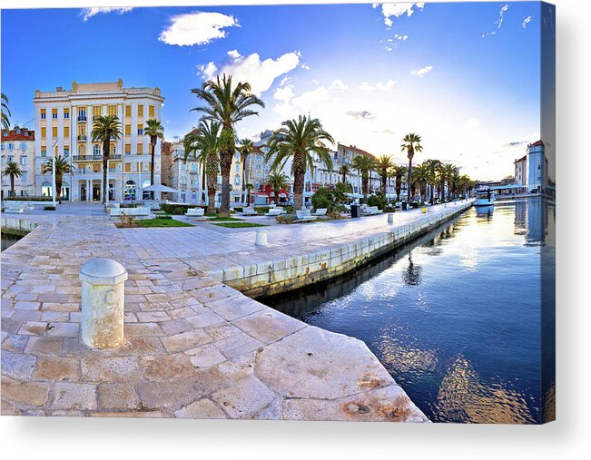 Split Acrylic Print featuring the photograph Split waterfront panoramic view from pier #2 by Brch Photography