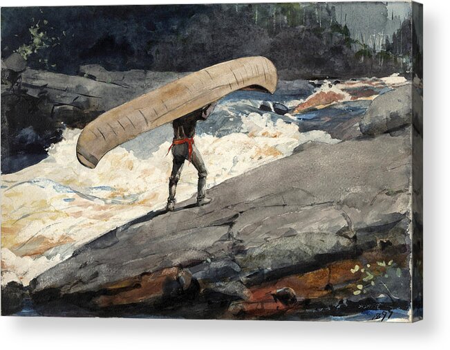 Winslow Homer Acrylic Print featuring the drawing The Portage #2 by Winslow Homer