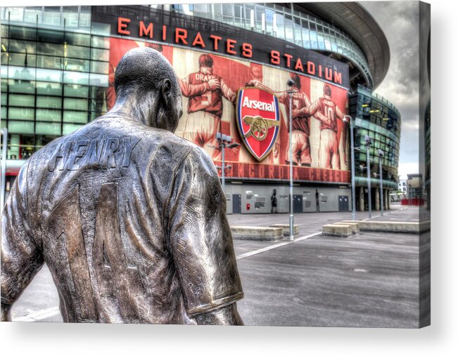 Thierry Henry Acrylic Print featuring the photograph Thierry Henry Statue Emirates Stadium #2 by David Pyatt