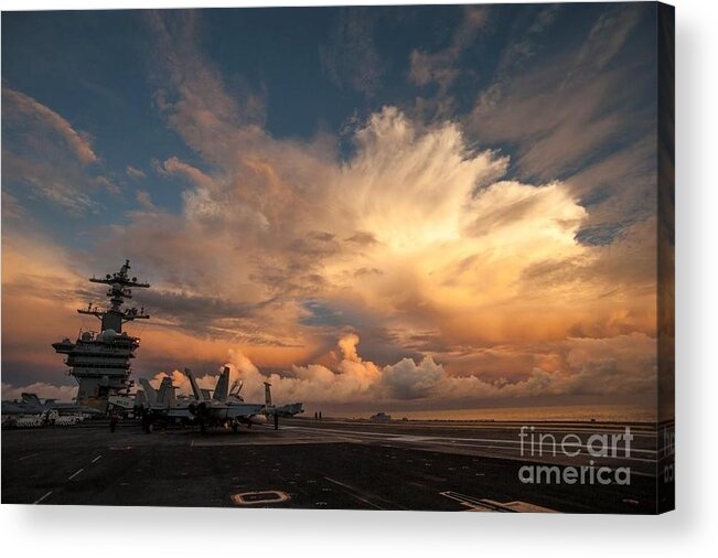 Uss Carl Vinson (cvn 70) Credit Us Navy Acrylic Print featuring the painting USS Carl Vinson #2 by Celestial Images