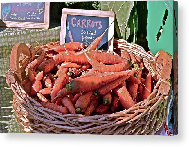 Carrots Acrylic Print featuring the photograph 2016 Monona Farmers' Market Organic Carrots by Janis Senungetuk
