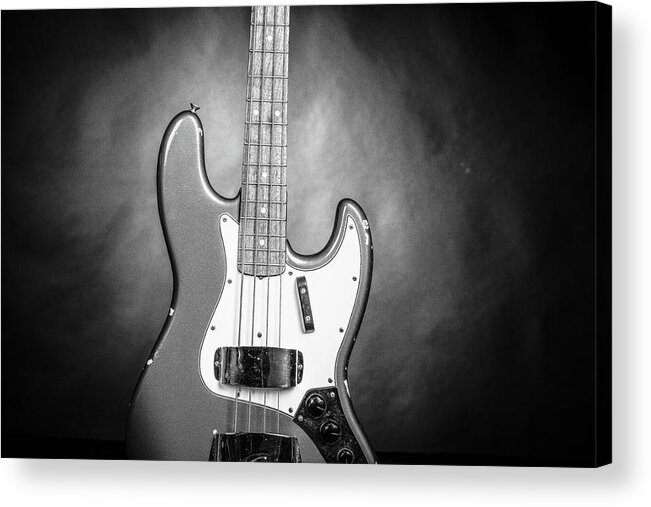 Fender Jazz Bass Acrylic Print featuring the photograph 289.1834 Fender 1965 Jazz Bass Black and White #2891834 by M K Miller