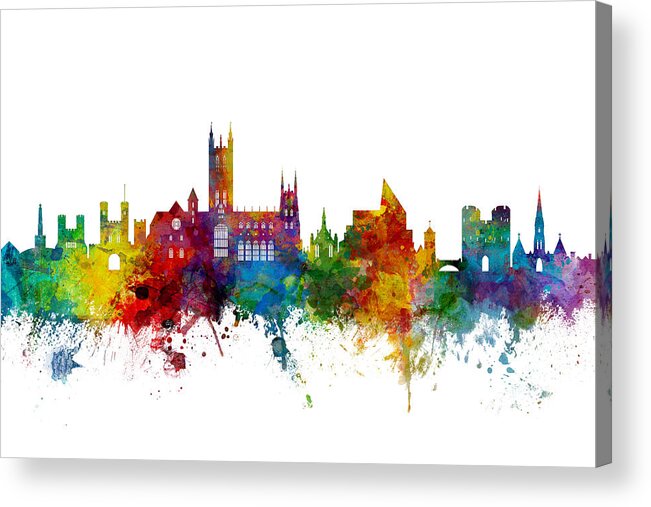 City Acrylic Print featuring the digital art Canterbury England Skyline #3 by Michael Tompsett
