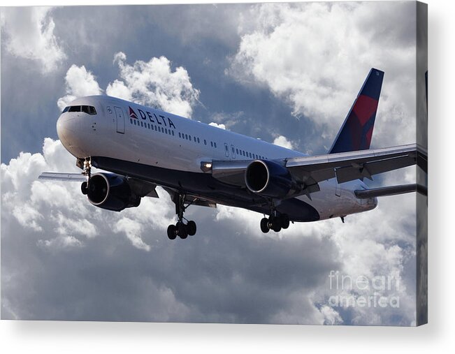 Delta Acrylic Print featuring the digital art Delta Airlines Boeing 767 by Airpower Art