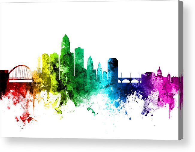 United States Acrylic Print featuring the digital art Des Moines Iowa Skyline #3 by Michael Tompsett