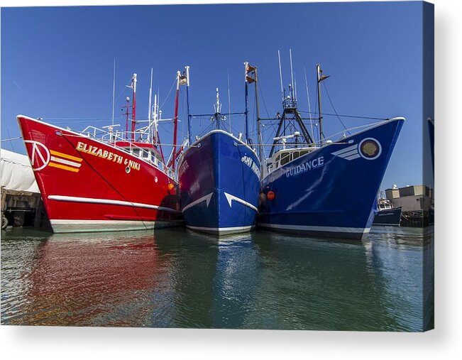 Fishing Boat Acrylic Print featuring the photograph 3 Fishing Boats by Nautical Chartworks