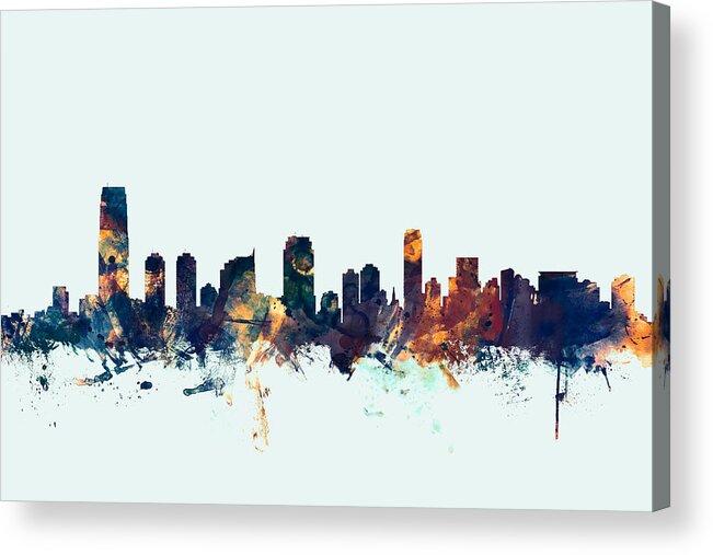 United States Acrylic Print featuring the digital art Jersey City New Jersey Skyline #3 by Michael Tompsett