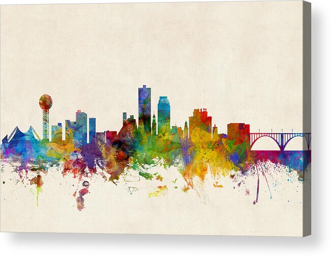 United States Acrylic Print featuring the digital art Knoxville Tennessee Skyline #3 by Michael Tompsett