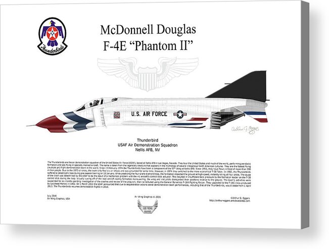 Mcdonnell Douglas Acrylic Print featuring the digital art McDonnell Douglas F-4E Phantom II Thunderbird #1 by Arthur Eggers