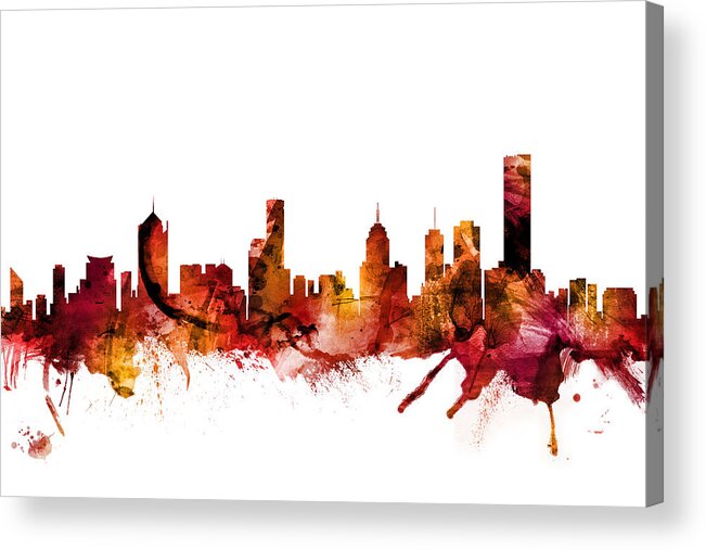 Melbourne Acrylic Print featuring the digital art Melbourne Australia Skyline #3 by Michael Tompsett