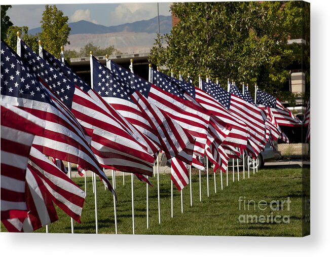 Flag Pole Acrylic Print featuring the photograph Patriotic flag display #3 by Anthony Totah