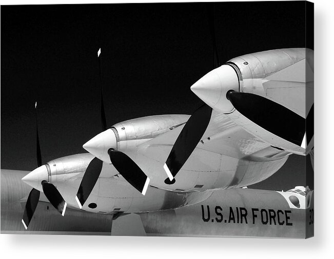 Plane Acrylic Print featuring the photograph 3 Props bw #79 by Raymond Magnani