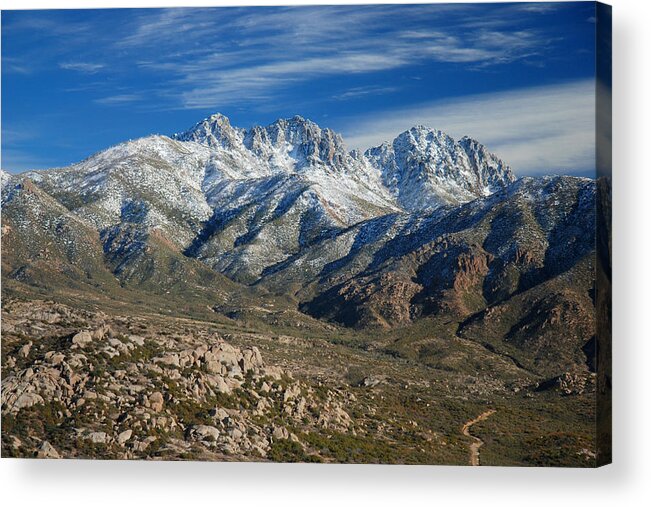 Mountain Acrylic Print featuring the photograph Snowy Four Peaks Arizona #3 by Brian Lockett