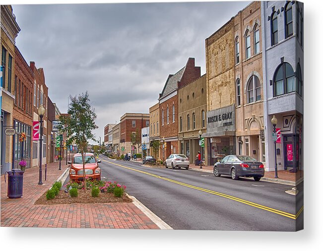 Spartanburg Acrylic Print featuring the photograph Spartanburg South Carolina City Skyline And Downtown Surrounding #3 by Alex Grichenko