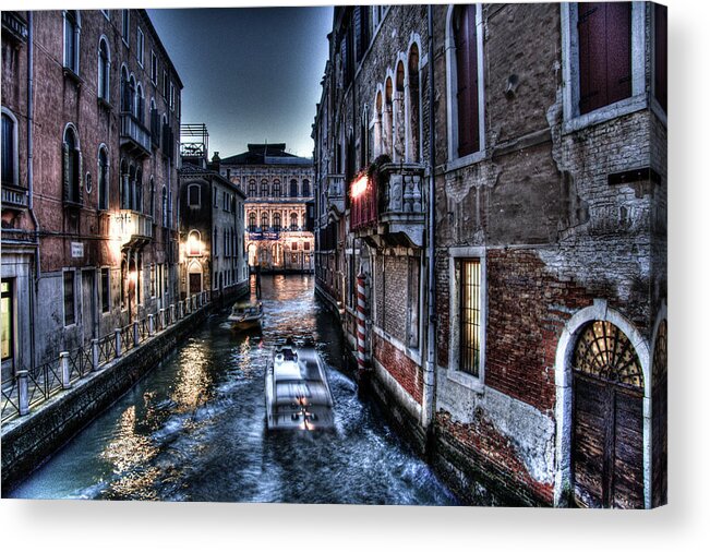 Hdr Acrylic Print featuring the photograph Venice by night #3 by Andrea Barbieri